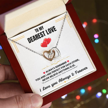 To My Dearest Love - Interlocking Hearts Necklace - Gift Set - SLDDL0061 - Sunshine Letters Co